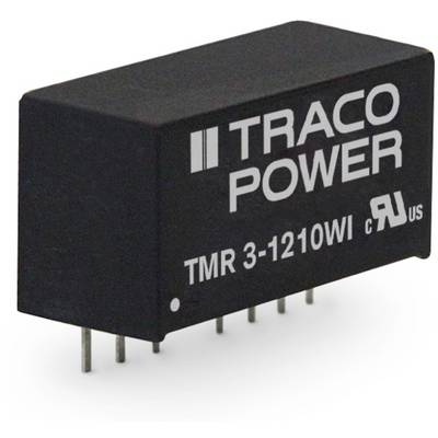 Elektronická súčiastka s nápisom 'TRACO POWER TMR 3-1210WI', niekoľko kolíkov na spodnej strane určených na montáž na dosky plošných spojov.