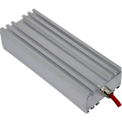 Kovový elektronický chladič s chladiacimi rebierkami, obdĺžnikového tvaru, s káblom pripevneným na boku.