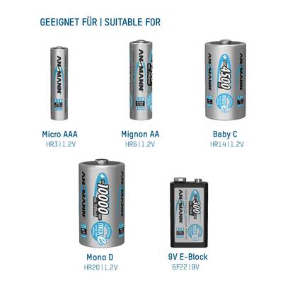 Ansmann Energy 16 plus nabíjačka na okrúhle akumulátory NiCd, NiMH micro (AAA), mignon (AA), baby (C), mono (D), 9 V blo-10