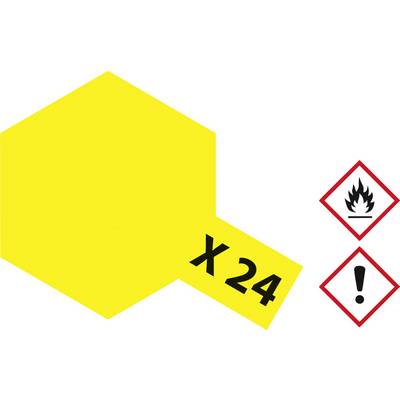 Žltý šesťuholník s nápisom 'X 24', vedľa dva výstražné symboly: plameň a výkričník.