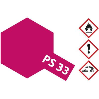 Červený symbol nebezpečenstva s tromi piktogramami: plameň, výkričník, leptavá kvapalina. Text 'PS 33'. Označenie nebezpečného tovaru.