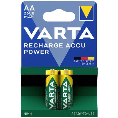 Akumulátorový set 'VARTA Recharge Accu Power' AA s dvoma dobíjateľnými batériami, 2600 mAh, NiMH, okamžite použiteľné.