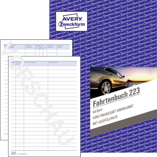 Avery-Zweckform 223 A5 kniha jázd  Počet listov: 40 biela  40 listov