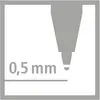 Ikona hrotu guľôčkového pera s textom "0,5 mm", znázorňujúca hrúbku čiary.