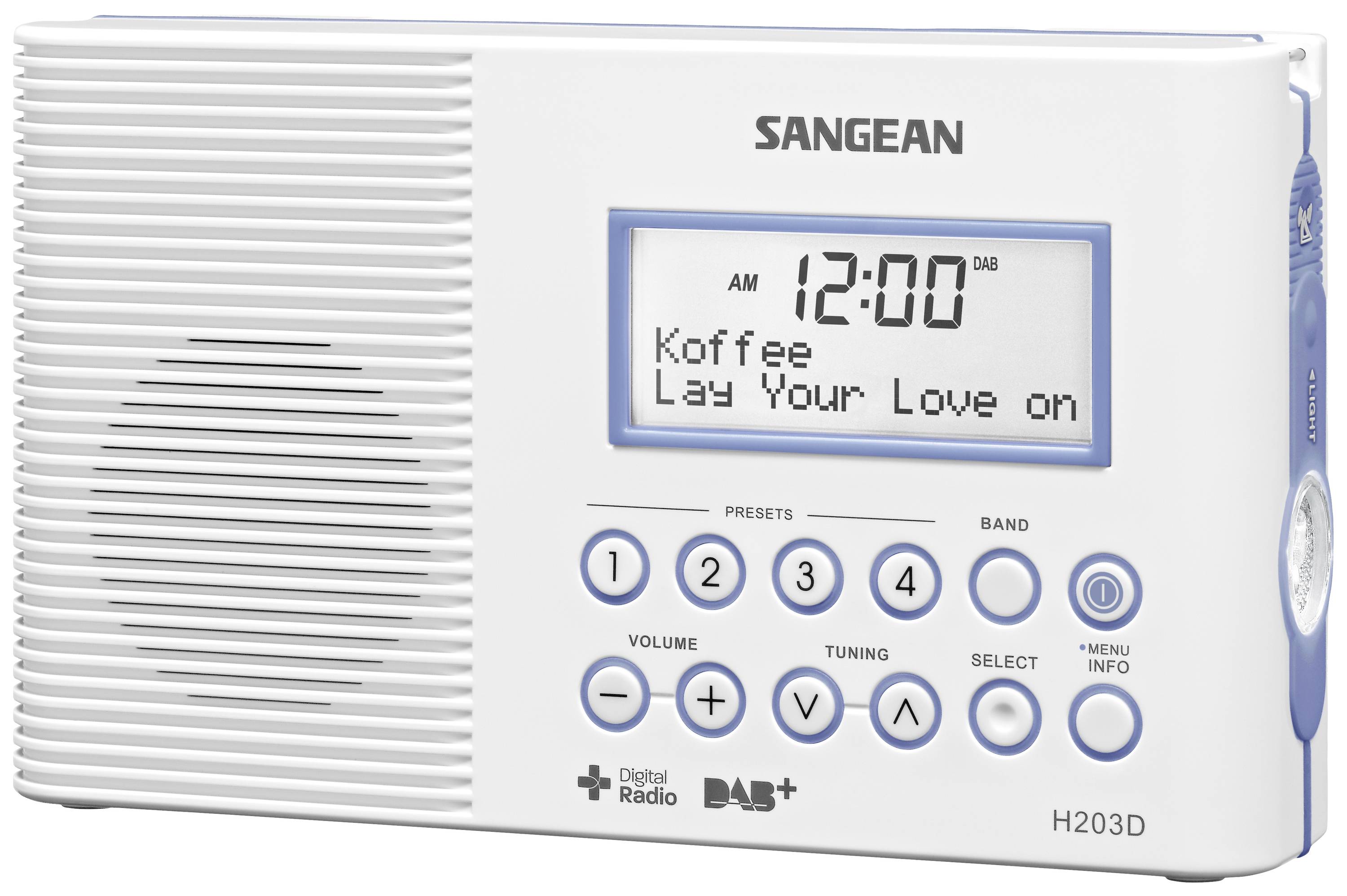 Sangean H203 Radio da bagno DAB+, FM torcia elettrica , impermeabile Bianco