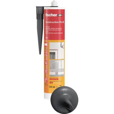 Tuba silikónového tmelika Fischer Construction Pro SI premium neutrálneho tvrdnutia, 310 ml, s čiernou čapičkou hubice.