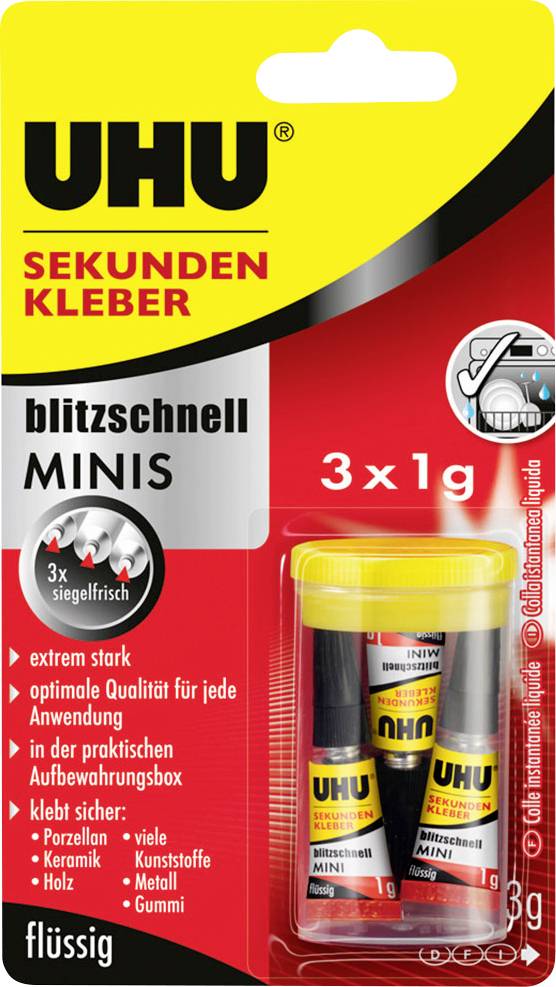 Supercolla UHU blitzschnell MINIS flüssig 45415 3 g