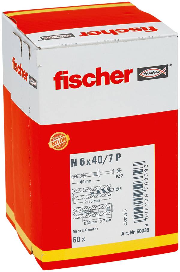 Fischer N 6 x 40/7 P klincová hmoždinka 40 mm 6 mm 50339 50 ks