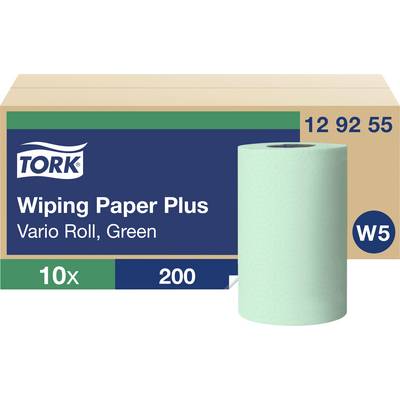 Tork Wiping Paper Plus Vario Roll, zelený papierový oterák v balení s 10x a 200 listami, W5
