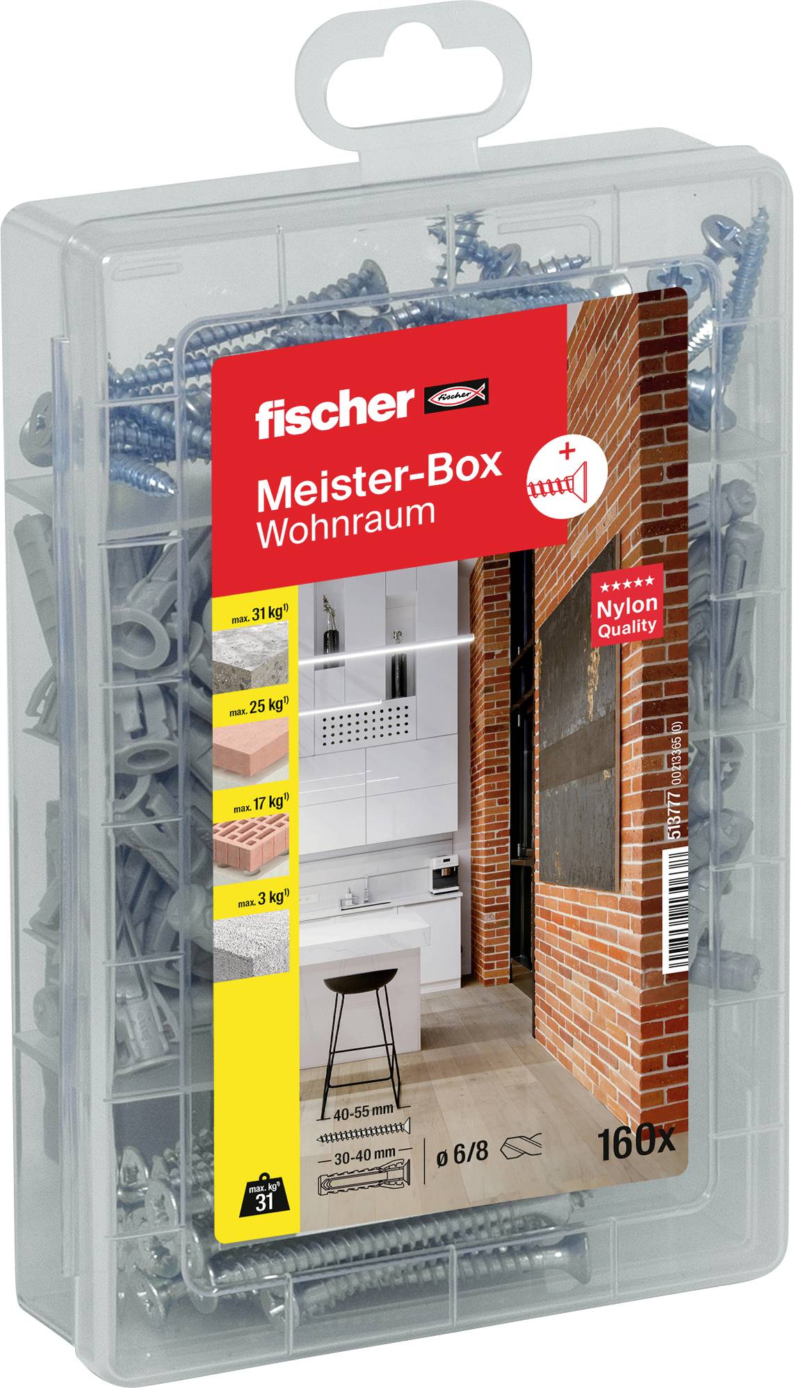 Fischer SX box s výberom hmoždiniek 513777 160 dielov