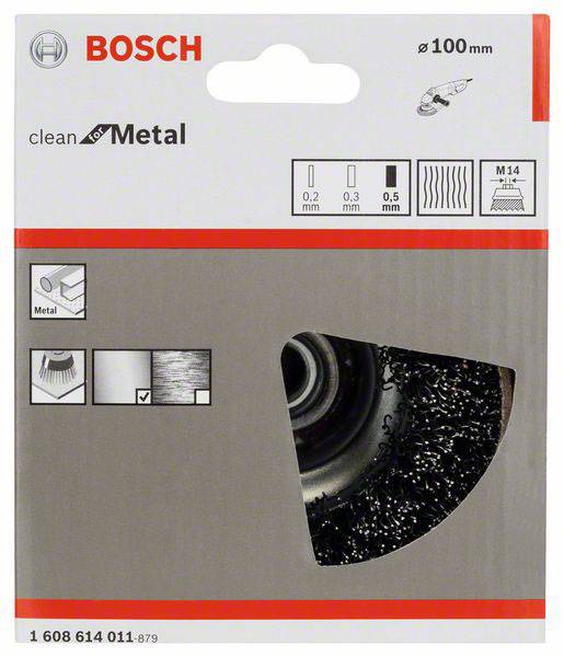 'Čistiaca kefa Bosch na kov, priemer 100 mm, pre čisté leštenie.'