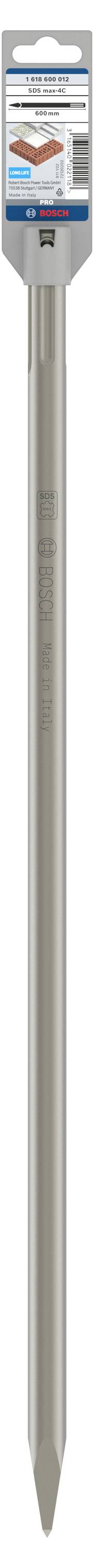 Dlhý, strieborný, špicatý plotový stĺpik s nálepkou navrchu. Nálepka zobrazuje pokyny na inštaláciu.