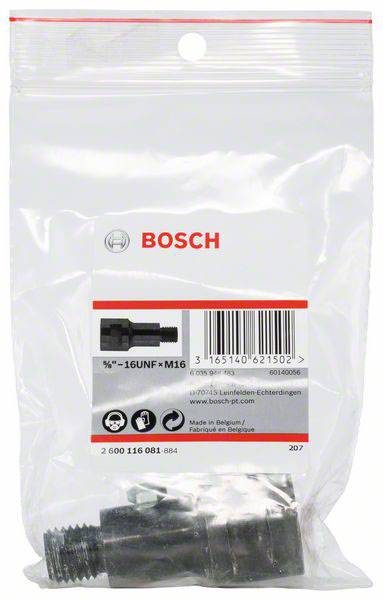 Priehľadný obal od Bosch obsahuje čierny adaptér. V hornej časti je viditeľné logo Bosch, pod ním sú uvedené informácie o produkte.