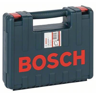 Čierny kufor s červeným logom 'BOSCH', rukoväť v hornej časti. Obsahuje nástroje alebo príslušenstvo značky Bosch.