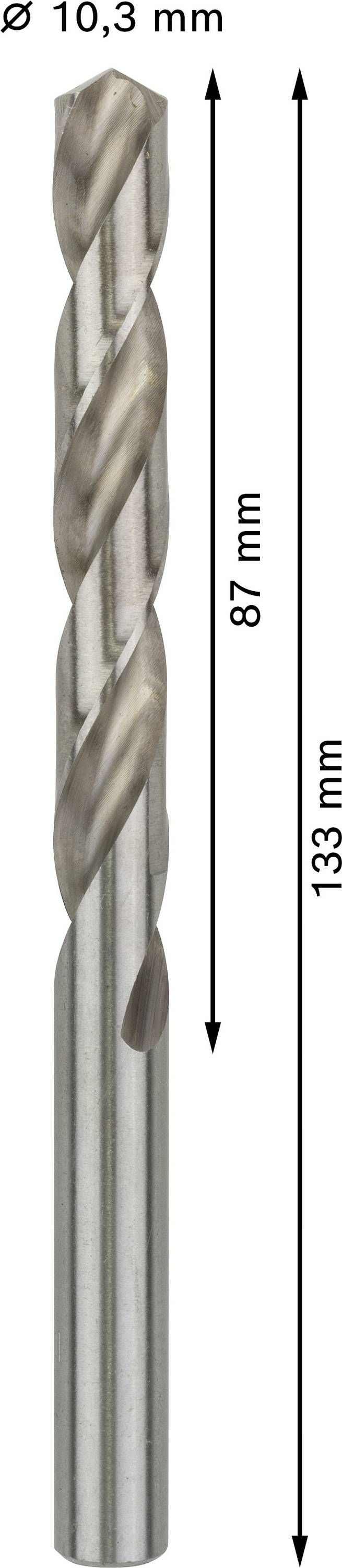 Vrták s priemerom 10,3 mm, celková dĺžka 133 mm. Špirálová časť je dlhá 87 mm.