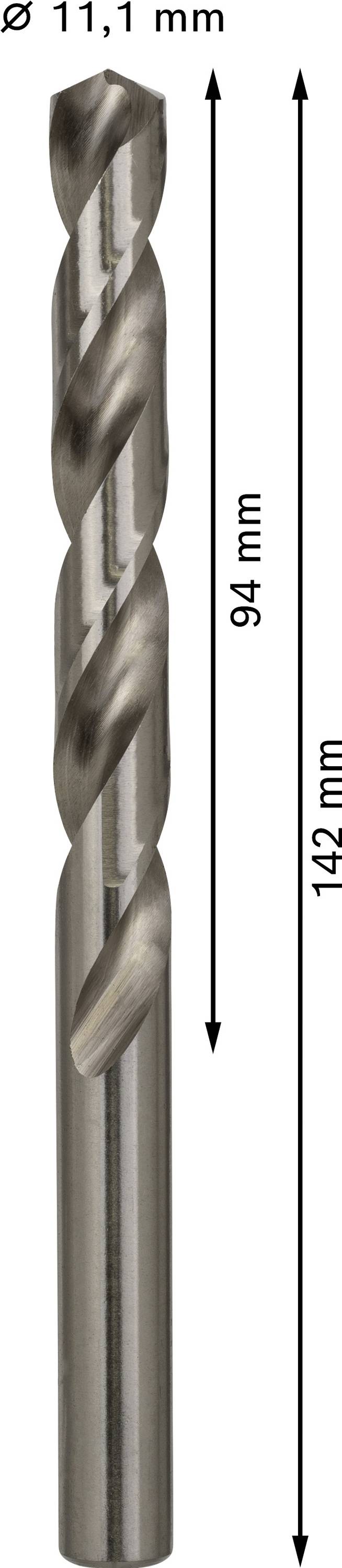 Vrták s priemerom 11,1 mm. Celková dĺžka 142 mm, dĺžka špirály 94 mm.