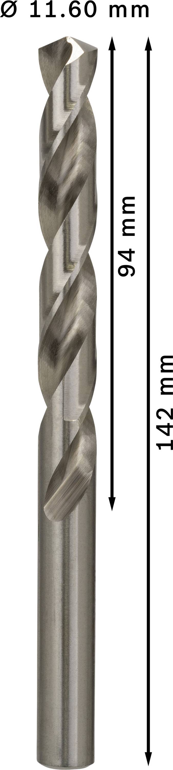 Vrták s priemerom 11,60 mm. Celková dĺžka 142 mm, dĺžka reznej časti 94 mm.