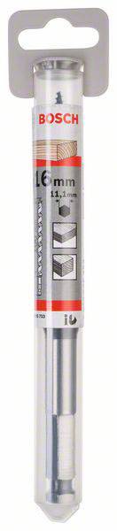 Šedá sada vrtákov Bosch, 16 mm, vhodná pre betón a murivo. Obal zobrazuje symboly pre použitia a typy materiálov.