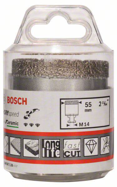 Plastový obal s nástavcom pre vŕtačky Bosch, priemer 55 mm, vhodný pre keramické opracovanie, závit M14.