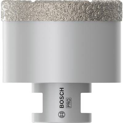 Strieborný korunový vrták Bosch Pro s diamantom povlečeným okrajom, vhodný na presné vŕtanie do tvrdých materiálov.