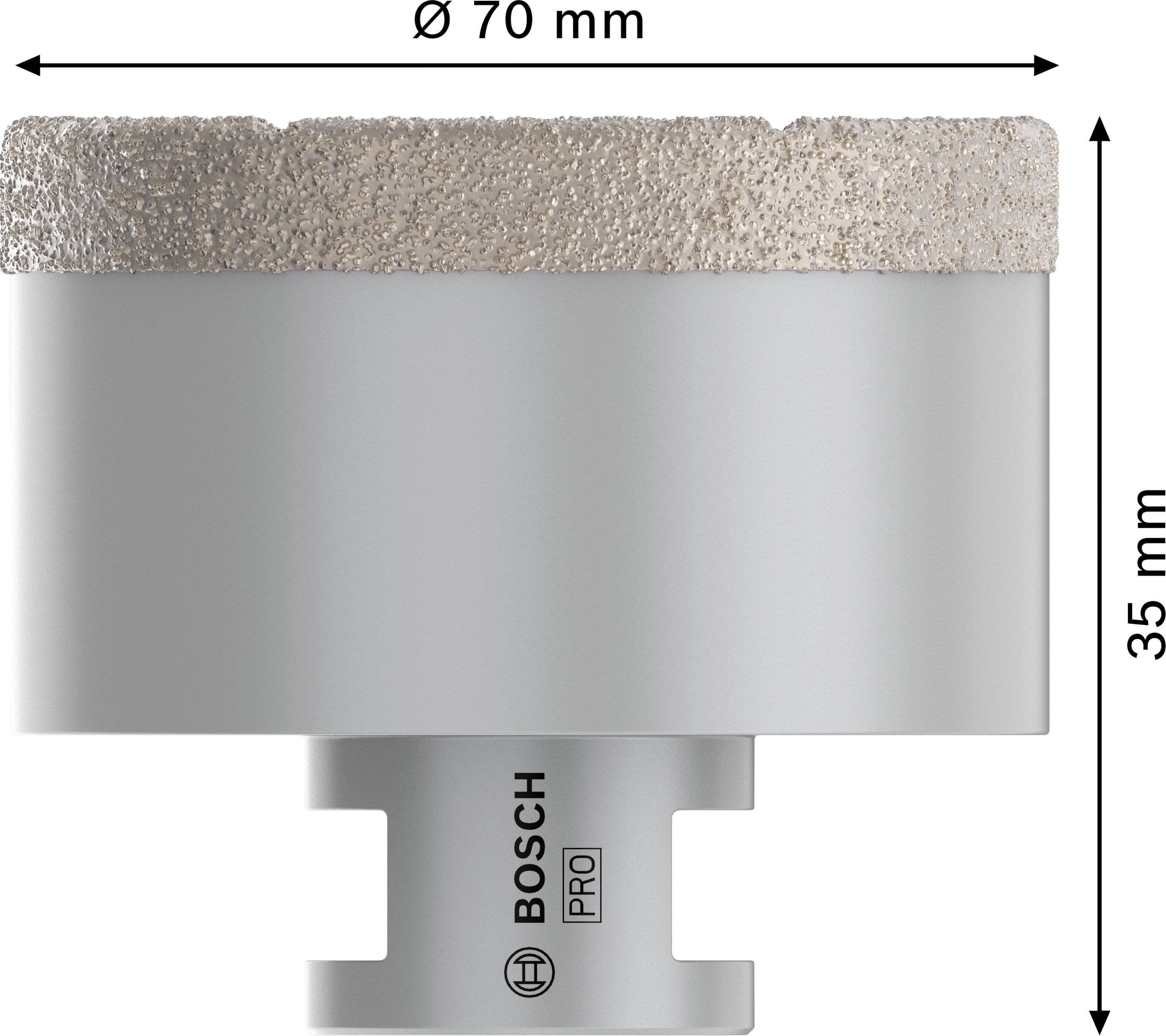 'Bosch Pro' diamantová vrtacia korunka, Ø 70 mm, výška 35 mm.