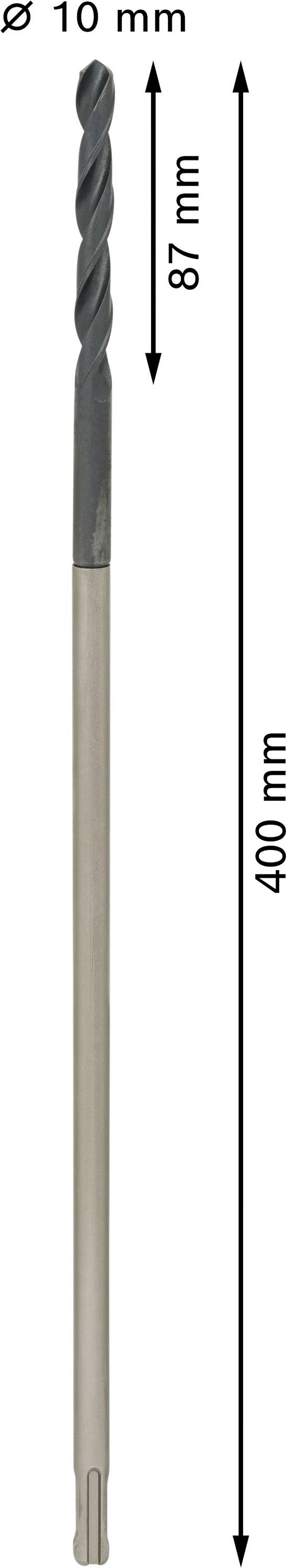 Vrták s priemerom 10 mm, celková dĺžka 400 mm, dĺžka vrtáka 87 mm.