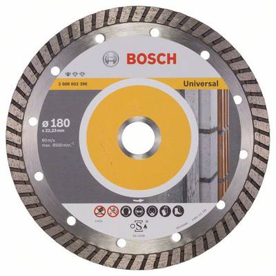 Diamantový rezný kotúč značky Bosch, vhodný pre univerzálne použitie, priemer 180 mm, max. 8500 ot./min, 80 m/s.