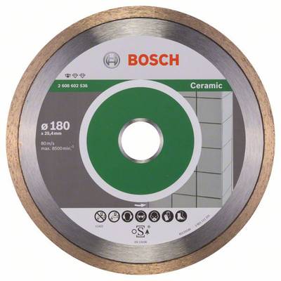 Keramický kotúč 'Bosch' so zeleným označením, priemer 180 mm, na rezanie obkladačiek, max. 8500 ot./min, 80 m/s.
