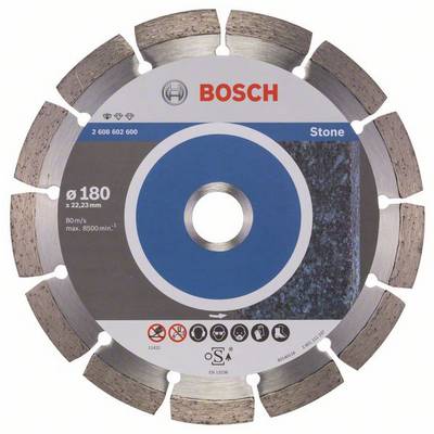 Diamantový rezací kotúč od Boscha, špeciálne pre spracovanie kameňa, priemer 180 mm, vŕtanie 22,23 mm, maximálne otáčky 8500 ot/min.