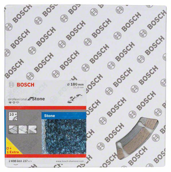 Bosch balenie pre profesionálne brúsne kotúče. Obsahuje 10 kusov. Na obrázku sú znázornené aplikácie na kamenných povrchoch.