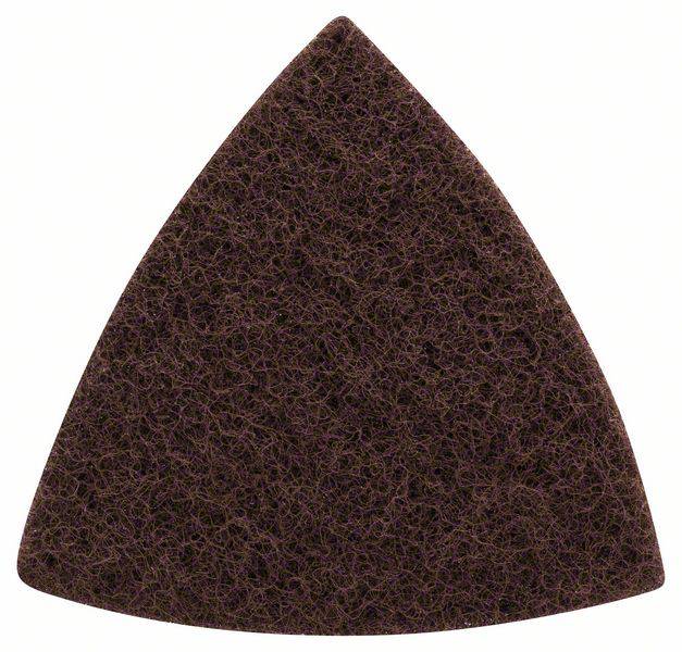 Trojuholníkový brúsny list v tmavohnedej farbe, vhodný pre delta brúsku, textúra naznačuje abrazívny materiál.