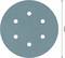 Sivý brúsny papier, okrúhly tvar so šiestimi otvormi, priemer 150mm.