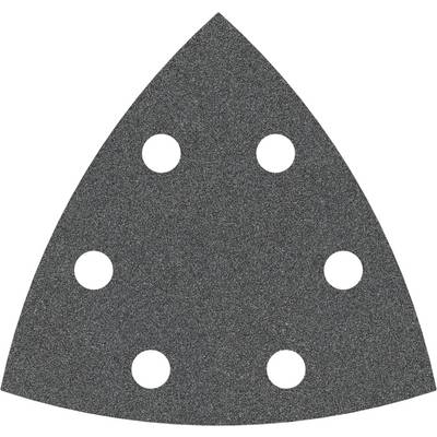 Trojuholníkový brúsny papier so šiestimi rovnomerne rozmiestnenými okrúhlymi otvormi, vhodný pre trojuholníkový brúsny nástroj.