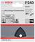 Trojuholníkový brúsny papier P240, 93 mm, kompatibilný s Bosch, Casals, Fein, Makita, Metabo, Skil. Vhodný pre nátery a kompozitné materiály.