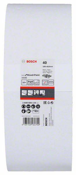 Brúsny papier v rolke, značka 'Bosch', zrnitosť 40, rozmery 300x650mm, vhodný pre drevo a farbu, 50 listov v rolke, podľa vyobrazených aplikačných pokynov.