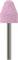 Ružový brúsny nástavec v tvare kužeľovej uťatej hrany s kovovým držadlom, používaný na presné brúsenie alebo leštenie v remeselníckych prácach.