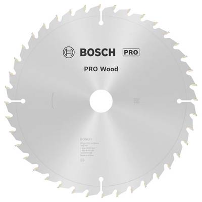 Kotúčová píla Bosch PRO Wood s logom, navrhnutá na rezanie dreva, s ostrými zubami rovnomerne rozmiestenými po obvode.