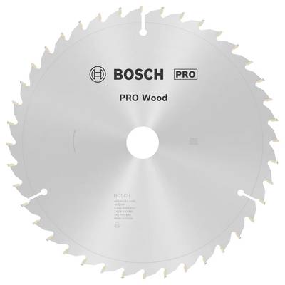 Kotúčová píla so strieborným povrchom označená ako 'Bosch PRO Wood' s rovnomerne rozmiestenými zubami po obvode. Navrhnutá špeciálne na rezanie dreva.
