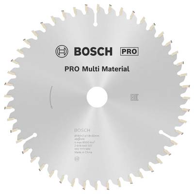 Kotúč do okružnej píly označený ako 'BOSCH PRO Multi Material'; navrhnutý na všestranné rezanie, s 48 zubami pre hladké hrany; vyrobené v Číne.