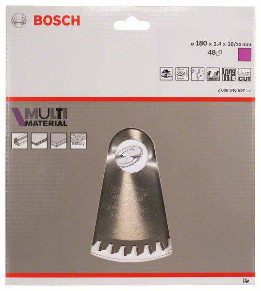 Balenie rezného listu 'Bosch Multi Material' na obkladačky, veľkosť: 180 x 2,4 x 30/20 mm, vhodné na odstraňovanie obkladačiek a malty.