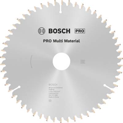 'Pílový list od Bosch pre PRO Multi Material, priemer 230 mm, 30 zubov, vhodný pre rôzne materiály, vyrobené v Číne.'