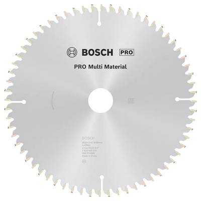 Kotúčová píla s nápisom 'BOSCH PRO Multi Material', navrhnutá na rezanie rôznych materiálov, s rovnomerne rozmiestnenými ostrými zubami po celom obvode.