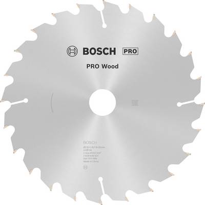 Pílový list Bosch na drevo, s nápisom 'PRO Wood' a technickými špecifikáciami, zreteľne viditeľnými na povrchu.