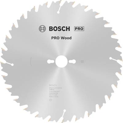 Kotúč píly značky Bosch, označený ako 'Pro Wood'. Strieborný, okrúhly kotúč prezentovaný na bielom pozadí.