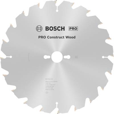 Strieborný kotúč pílnej hlavy s nápisom 'BOSCH PRO Construct Wood', navrhnutý pre opracovanie dreva.