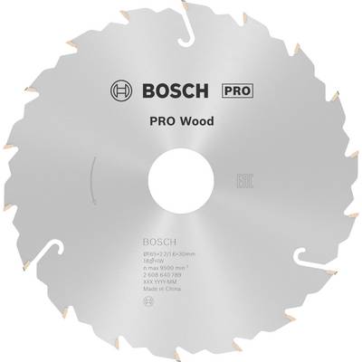 Kotúč pílový s nápisom 'BOSCH PRO Wood', vhodný na rezanie dreva. Strieborný kotúč so zúbkatým okrajom.