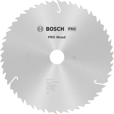Kotúč pílový od BOSCH s 48 zubami, vhodný na drevo. Striebornej farby s nápisom 'PRO Wood'. Produkt pre profesionálne spracovanie dreva.