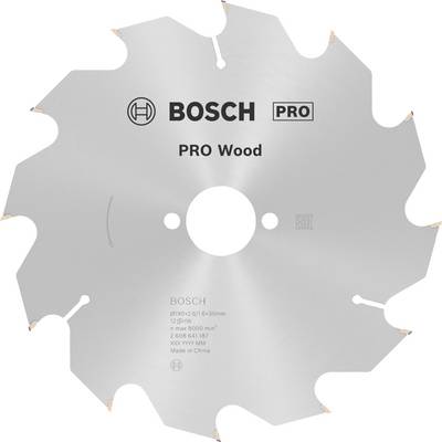 Kotúč píly s nápisom 'BOSCH PRO Wood', navrhnutý pre prácu s drevom. Guľatý tvar s viacerými ostrými zubami.