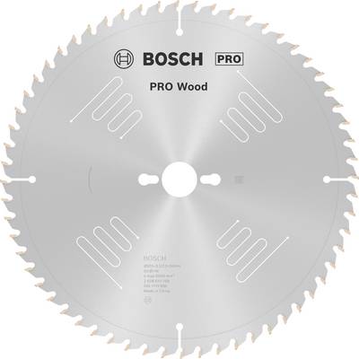 Kotúč pílového listu na drevo od Bosch, typ 'Pro Wood', s 96 zubami. Vyvinutý pre presné a efektívne rezanie drevených materiálov.