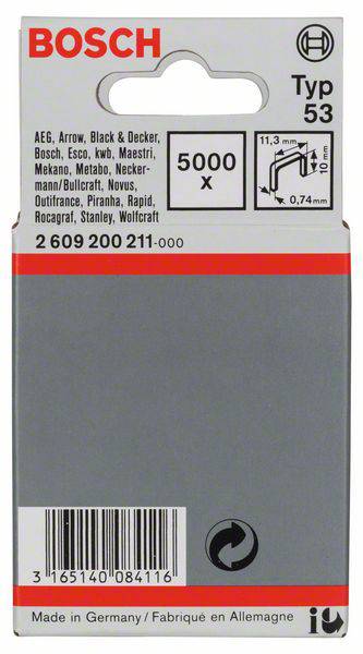 Bosch Accessories 2609200211 Nieten Met Fijn Draad Type 53 5000 Stuk(s) Afm. (l X B) 10 Mm X 11.4 Mm